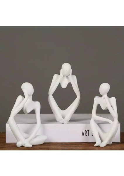 Luxury Soyut Düşünen Adam Figürü 3'lü Set Insan Biblo 1 Adet