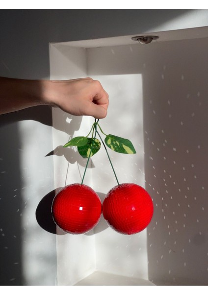 Luxury Kırmızı Kiraz Şeklinde Disko Topu Dekorasyon Disco Heart Pinterest Aynalı Y2K 1 Adet