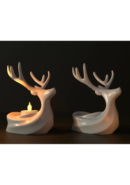 Luxury Geyik Tealight Mumluk Geyik Dekoru 3D Yılbaşına Süsü 1 Adet