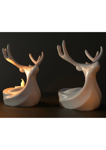 Luxury Geyik Tealight Mumluk Geyik Dekoru 3D Yılbaşına Süsü 1 Adet