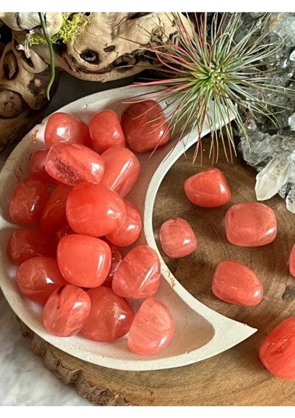 Luxury Sertifikalı Kiraz Kuvars (Cherry Quartz) Tamburlanmıs Doğaltaş Kütle 1 Adet 1 Adet