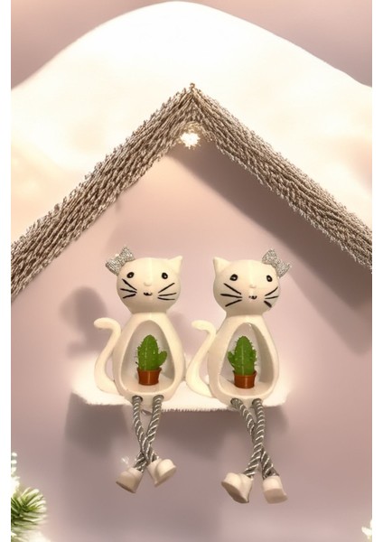 Luxury Kedi Biblo Ayakları Sallanan Ip Ayaklı 2'li Set Hediyelik 1 Adet