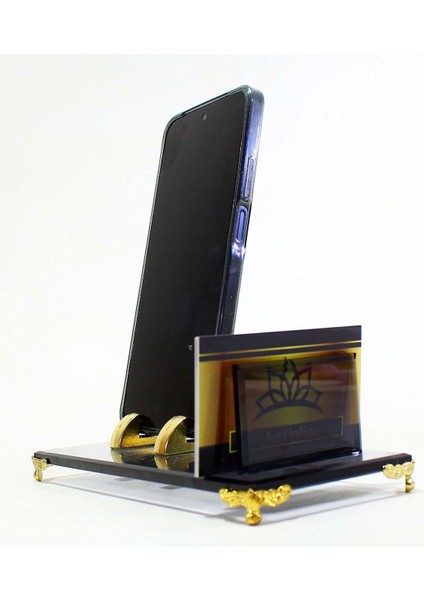 Luxury Kartvizitlik Telefon Standı Cam Füme Krom Metal Ayak Masa Üstü Telefon Tutucu Stand Telefon Tutucu 1 Adet