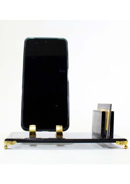 Luxury Kartvizitlik Telefon Standı Cam Füme Krom Metal Ayak Masa Üstü Telefon Tutucu Stand Telefon Tutucu 1 Adet modelleri