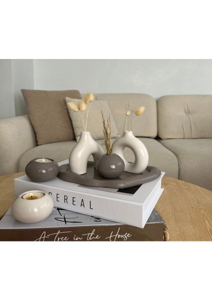 Luxury Dekoratif Biblo Set 6 Parça Tealiğht Mum Dahil 1 Adet