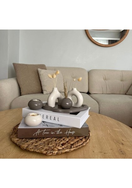 Luxury Dekoratif Biblo Set 6 Parça Tealiğht Mum Dahil 1 Adet