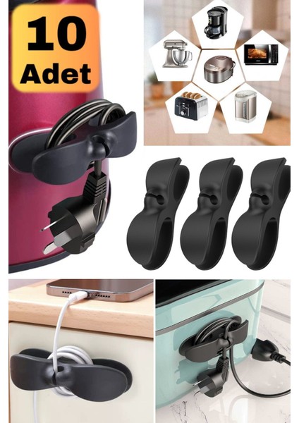 Luxury 10 Adet Çok Amaçlı Airfryer Kablo Sarma Aparatı Kablo Sarıcı Yüksek Kaliteli Depolama Aparat Siyah 1 Adet