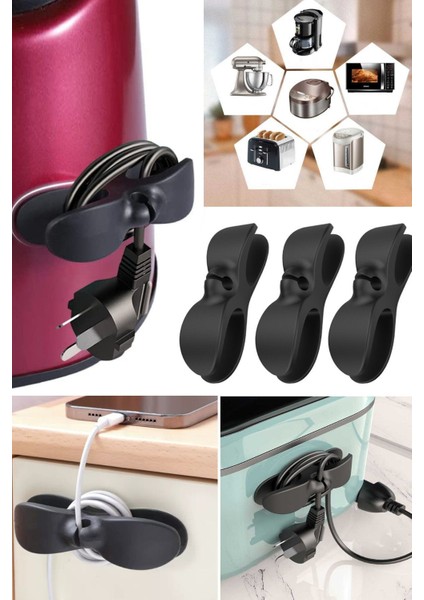 Luxury 10 Adet Çok Amaçlı Airfryer Kablo Sarma Aparatı Kablo Sarıcı Yüksek Kaliteli Depolama Aparat Siyah 1 Adet