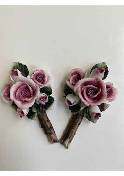 Luxury 2’li Dekoratif Capodimonte Porselen Çiçek (9,5 Cm) 1 Adet