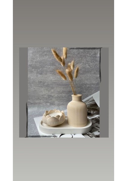 Luxury Dekoratif Tepsili Biblo Mumluk Set Mum Dahil 1 Adet