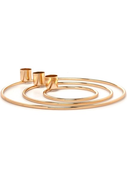 Luxury 3 Lü Ince Yassı Halka Şamdan Mumluk Dekoratif Mumluk Paslanmaz Gold Ev Dekorasyon 1 Adet indirimleri