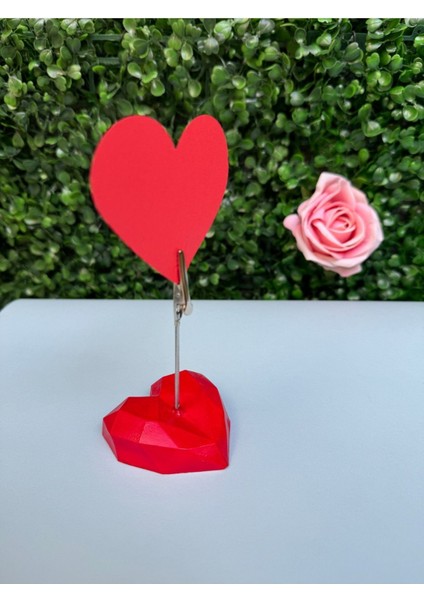 Luxury Kırmızı Kristal Kalp Fotoğraf Tutucu Not Tutucu 1 Adet