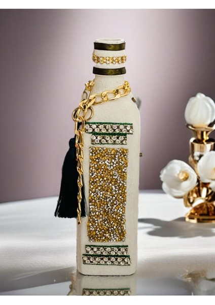Luxury Glitter Püsküllü Handmade Şişe Şamdan 1 Adet