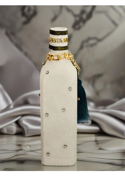 Luxury Glitter Püsküllü Handmade Şişe Şamdan 1 Adet