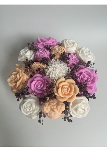 Luxury Egzotik Çiçek Kokulu %100 Soya Wax Soft Karışık Renkli Mum Buketi 1 Adet fiyatları