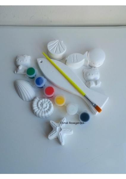 Luxury Kendin Yap Sevimli Balık Midye Istridye Ev Dekor Hobi Boyama Hediye Seti ve Mavi Tealight Mum 1 Adet