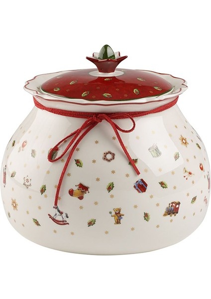 Luxury Toy's Delight Yılbaşı Temalı Porselen Dekoratif Kurabiye Kavanozu 21 cm 1 Adet