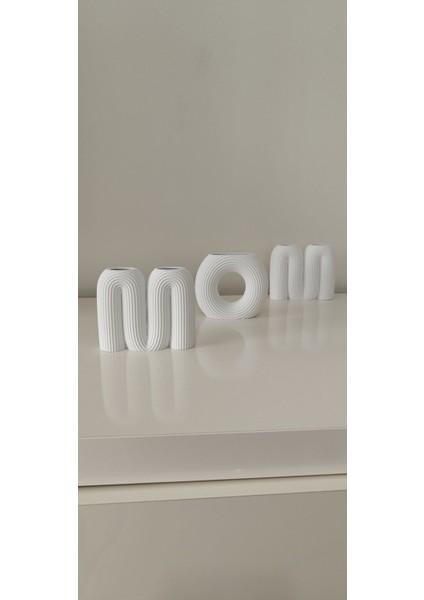 Luxury Anneler Günü Özel Tasarım "mom" Harfli Dekoratif Set – 3 Parça, Beyaz Renk 1 Adet modelleri