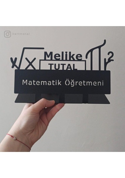 Luxury Matematik Öğretmeni Masaüstü Isimlik - Metal Masa Isimliği - Kişiye Özel Isimlik 1 Adet