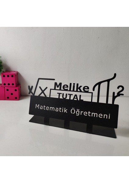 Luxury Matematik Öğretmeni Masaüstü Isimlik - Metal Masa Isimliği - Kişiye Özel Isimlik 1 Adet