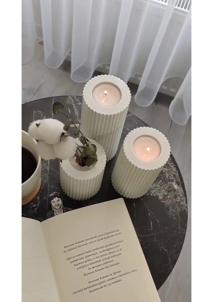 Luxury 3 Lü Bordo Mumluk Dekoratif Tealight Set Mum Abs Plastik 1 Adet