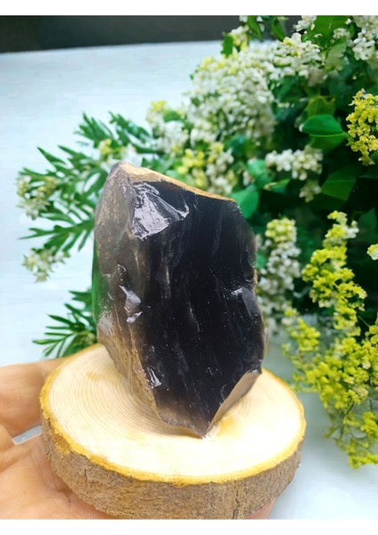 Luxury Obsidyen Saf Ham Doğal Taş Sertifikalı Standlı 1 Adet
