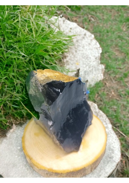 Luxury Obsidyen Saf Ham Doğal Taş Sertifikalı Standlı 1 Adet