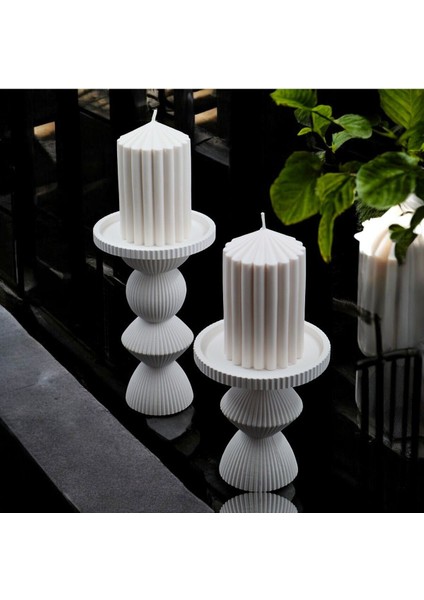 Luxury 2 Li Beyaz Beton Şamdan Seti Modern Dekoratif Şamdan Takımı 1 Adet modelleri