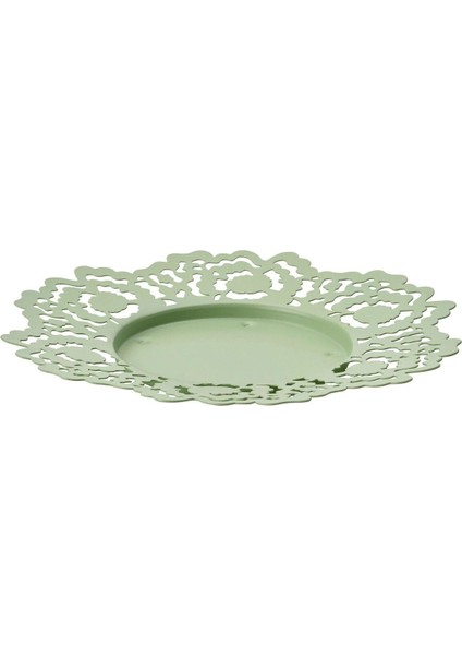 Luxury Blok Mum Tabağı Çap 18 cm Ikea Şekilli Metal Mumluk Çelik Mum Altlığı Açık Yeşil 1 Adet