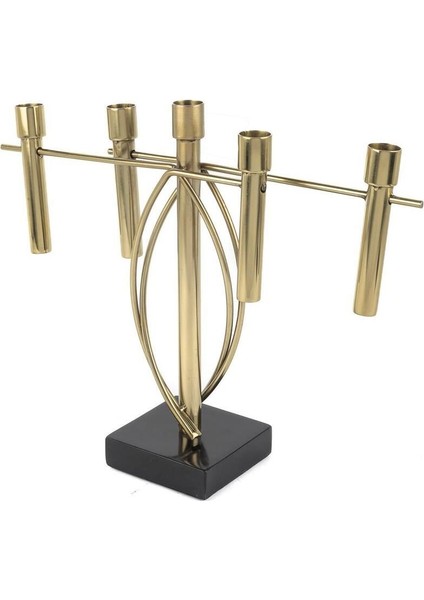 Luxury Gold Siyah 5 Kollu Şamdan 39X11X31CM 1 Adet