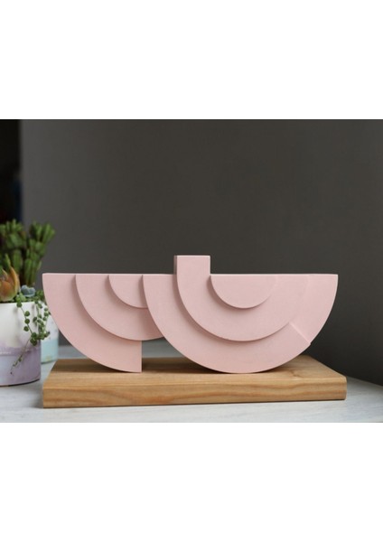 Luxury Büyük Boy Geoit Desenli Soyut Beton Şamdan, Mumluk, (1 cm Genişlikteki Mumlar Içindir) 1 Adet