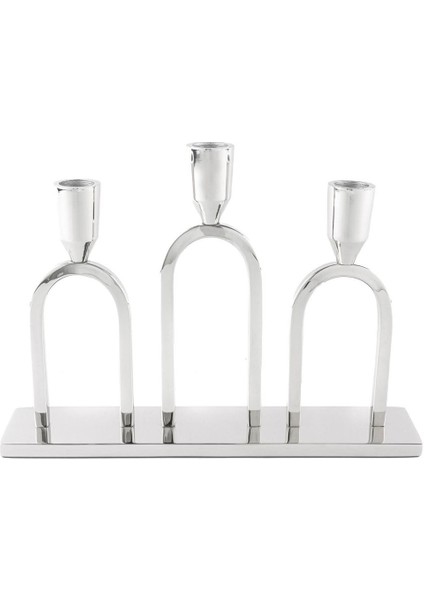 Luxury Gümüş 3'lü Şamdan 28X6X22CM 1 Adet