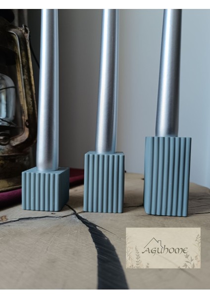 Luxury Füme Minimal Dekoratif Çizgili Mumluk Şamdan 1 Adet modelleri