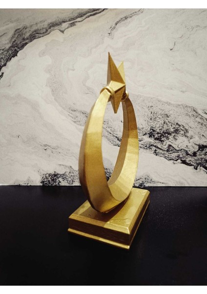 Luxury Ay Yıldız Masa Dekoru Türk Bayrak Masa Ofis Dekoru Biblo Heykel 16 x 12.5 x 6 cm 1 Adet