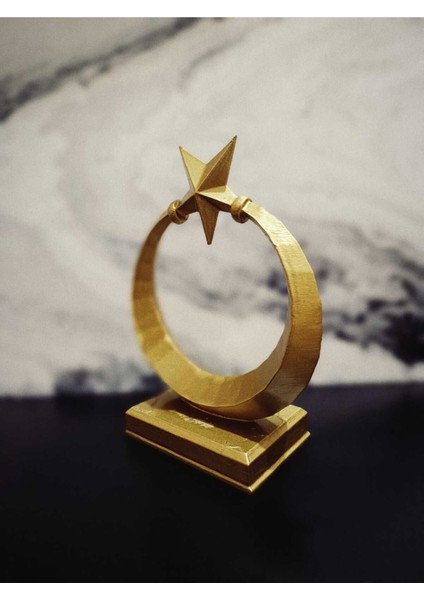 Luxury Ay Yıldız Masa Dekoru Türk Bayrak Masa Ofis Dekoru Biblo Heykel 16 x 12.5 x 6 cm 1 Adet
