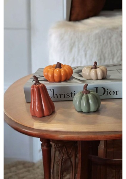 Luxury 4'lü Renkli Balkabağı Dekoratif Biblo Set. Renkli Kabak Seti 1 Adet