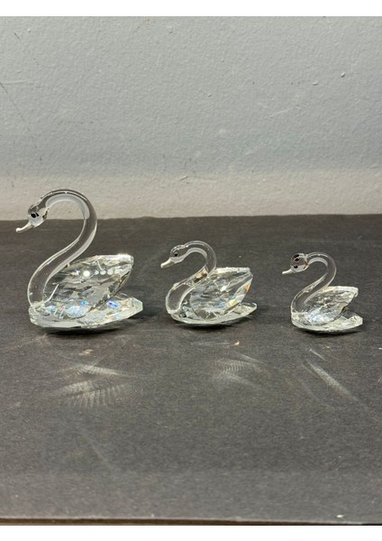 Luxury Dekoratif Kristal Cam Üçlü Kuğu Gümüş 1 Adet fırsatları
