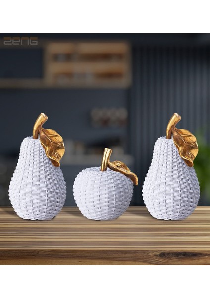 Luxury Dekoratif Obje Biblo Elma Armut Obje Set 3'lü Set 1 Adet