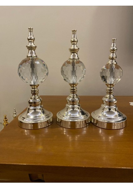 Luxury 3 Lü Kesme Kristal Gümüş Renk Obje 1 Adet