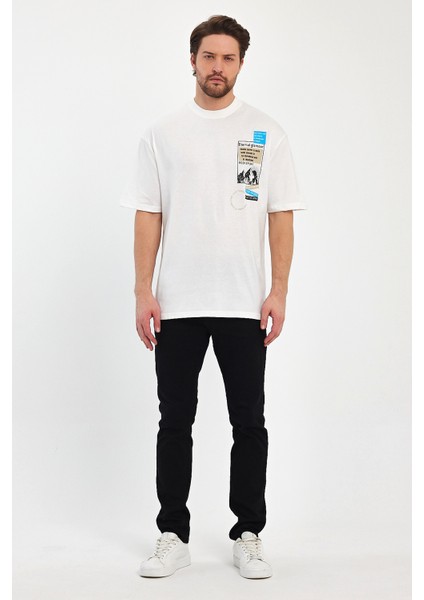 Erkek Bisiklet Yaka Baskılı T-Shirt 7023 indirimleri