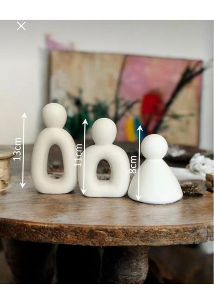 Luxury Dekoratif Soyut Insan Figürlü Üçlü Aile Set 1 Adet
