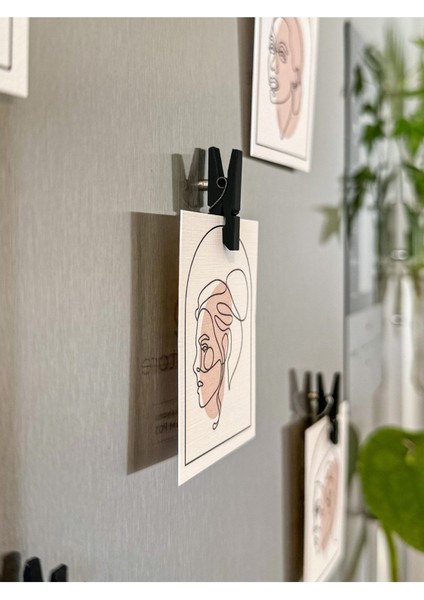Luxury Mıknatıslı Ahşap Klips Mandal ve Mini Poster Set Siyah Magnet Not ve Fotoğraf Tutucu Pin 5'li 1 Adet modelleri