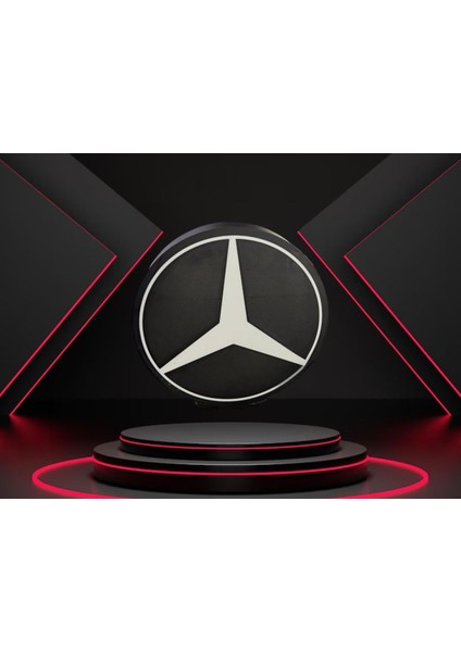 Luxury Işıklı Mercedes Duvar Panosu – LED Dekoratif Logo 1 Adet