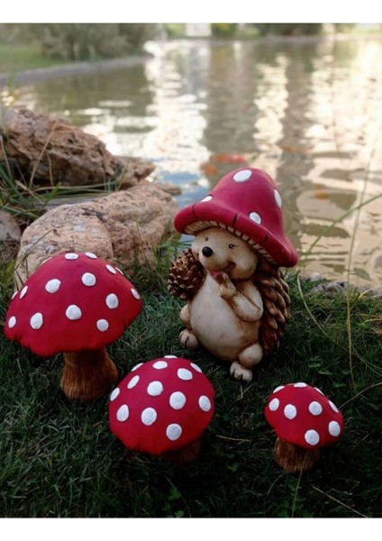 Luxury Bahçe Dekoratif Mantar 3 Boy 3lü Set Heykel Biblo Obje 1 Adet