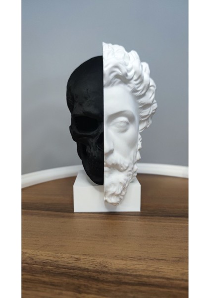 Luxury Memento Mori-Öleceğini Hatırla Dekoratif Hediyelik Biblo 17 cm Plastik Siyah Beyaz 1 Adet