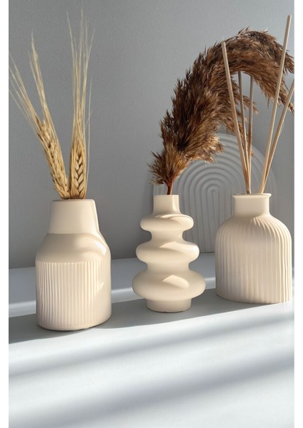 Luxury 3 Lü Iskandinav Tarzı Bohem 12 cm Vazo Pinterest Pampas Vazosu Dekoratif Salon Aksesuarı Masa Süsü 1 Adet