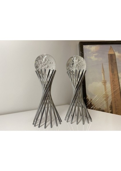 Luxury Burgu Kristal Küre Seti - 80 mm Büyük Baloncuk Toplu Krom Kaplama Çapraz Küre Dekorasyon 1 Adet