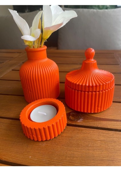 Luxury Dekoratif , Mum, Saksı ve Takı Tabağı, Mumluk, Organizer Tabak, Kase, Vazo Set 4 Parça 1 Adet