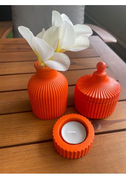 Luxury Dekoratif , Mum, Saksı ve Takı Tabağı, Mumluk, Organizer Tabak, Kase, Vazo Set 4 Parça 1 Adet