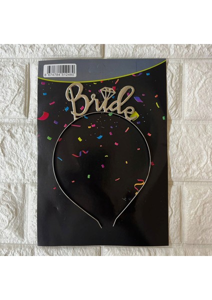 - Bride Yazılı Metal Taç Gümüş Ferrg